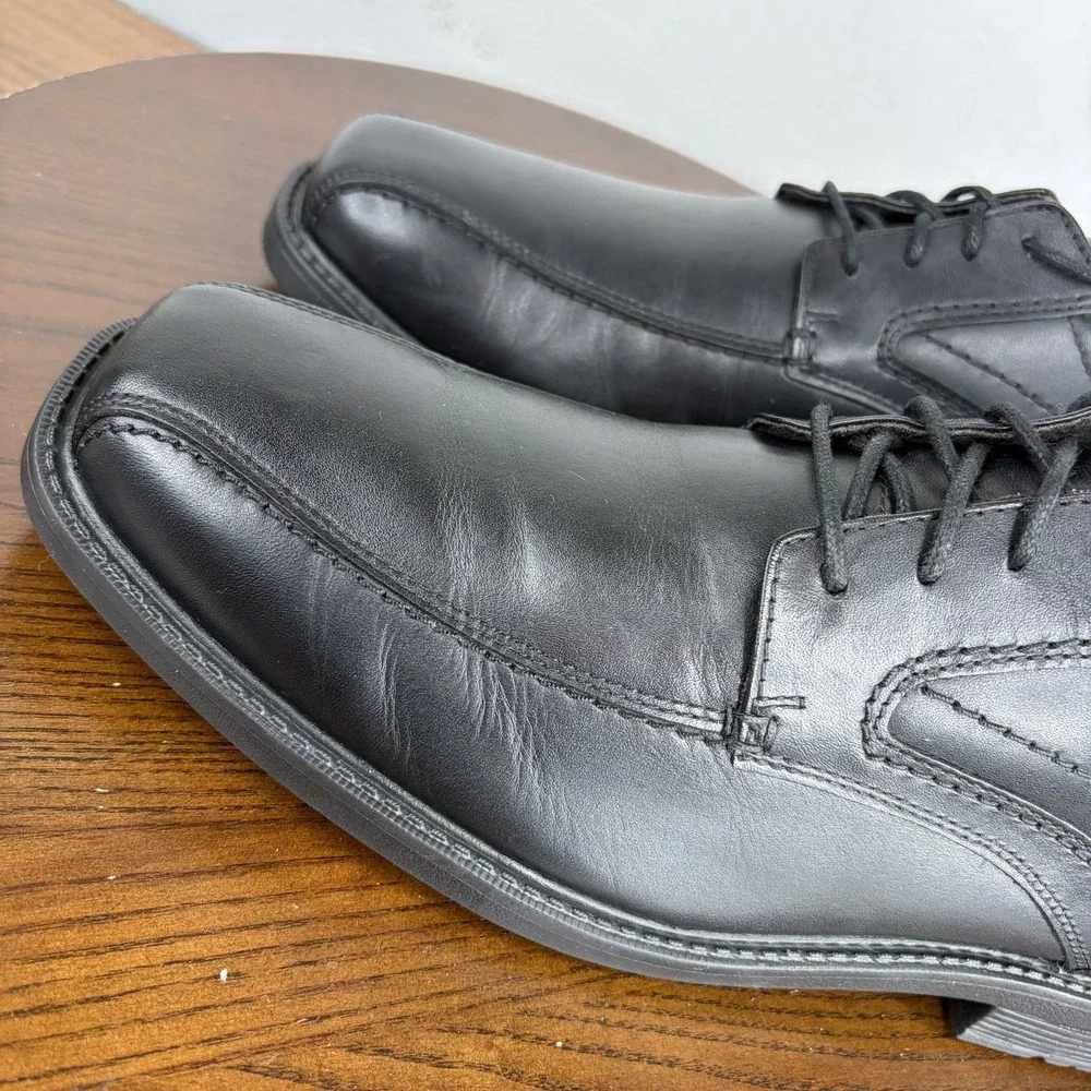 Rockport Shoes Men's 11W Wide Black Leather Oxford Derby Lace Up Casual
